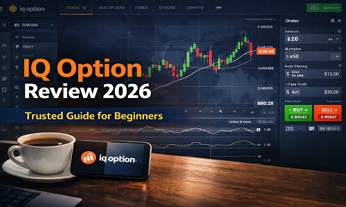 IQ Option trading platform interface for beginners with charts and indicators
